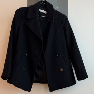 Mango Classic Black Women's Peacoat- Wool Blend